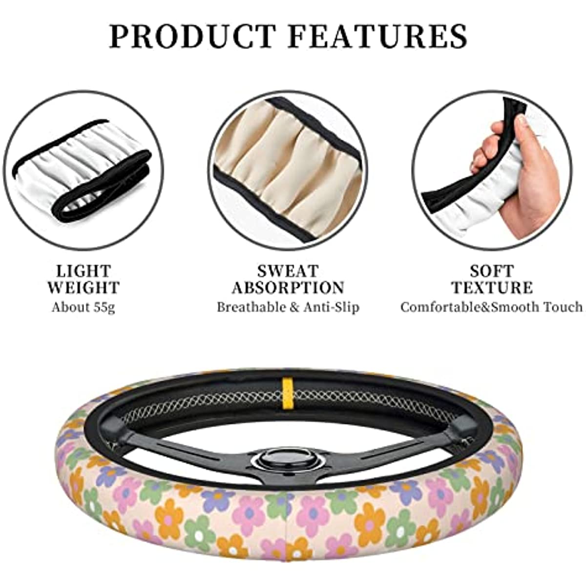 Floral Steering Wheel Cover - detail view 3 | Kawaii Merchandise