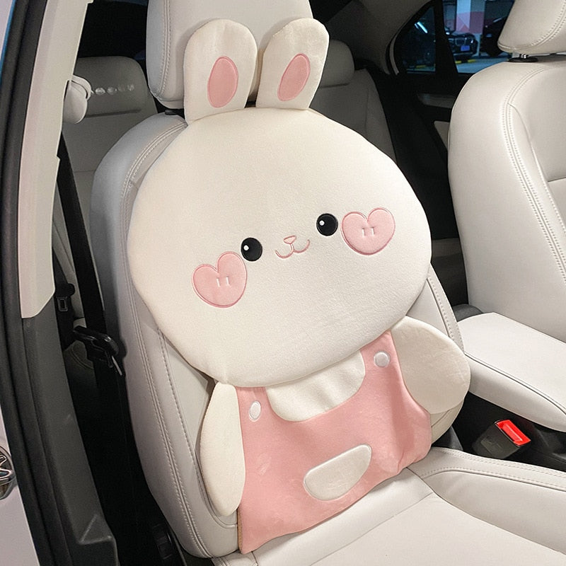 Bunny and Bear Car Seat Covers in Rabbit Backrest - Kawaii Merchandise