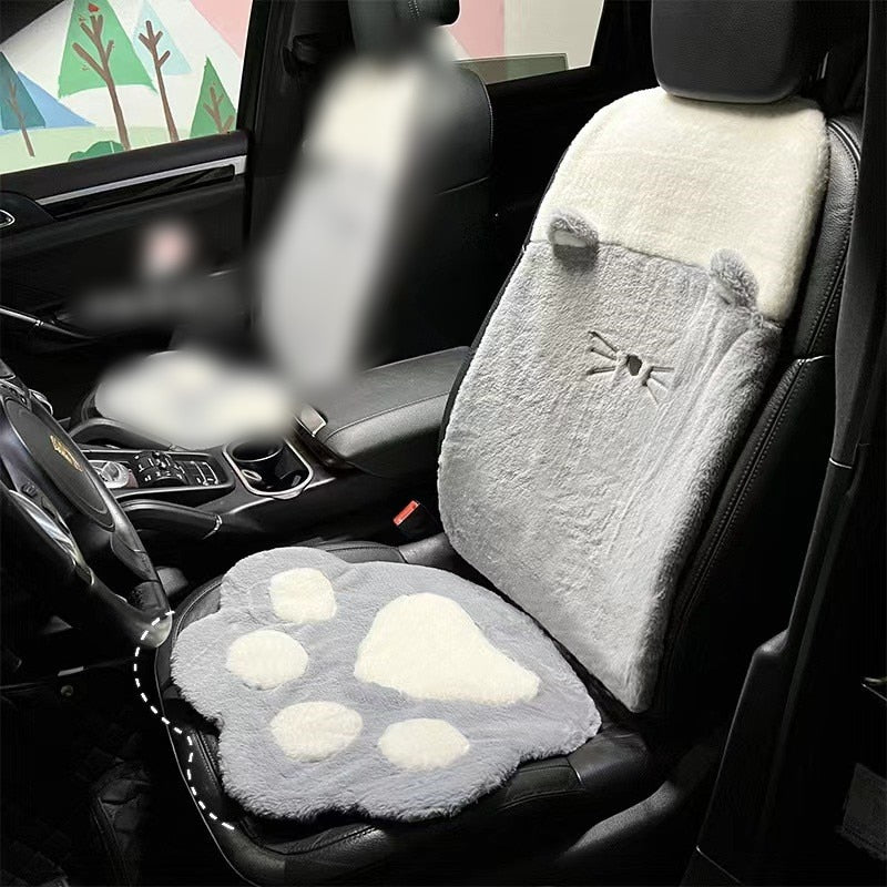 Cat Paw Car Seat Cover Set in Gray 2PCS B - Kawaii Merchandise
