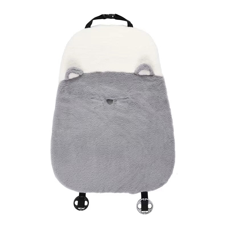 Cat Paw Car Seat Cover Set in Gray backrest - Kawaii Merchandise