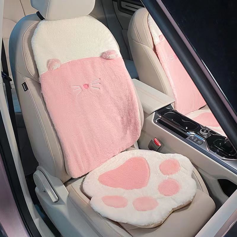 Cat Paw Car Seat Cover Set in Pink 2PCS B - Kawaii Merchandise