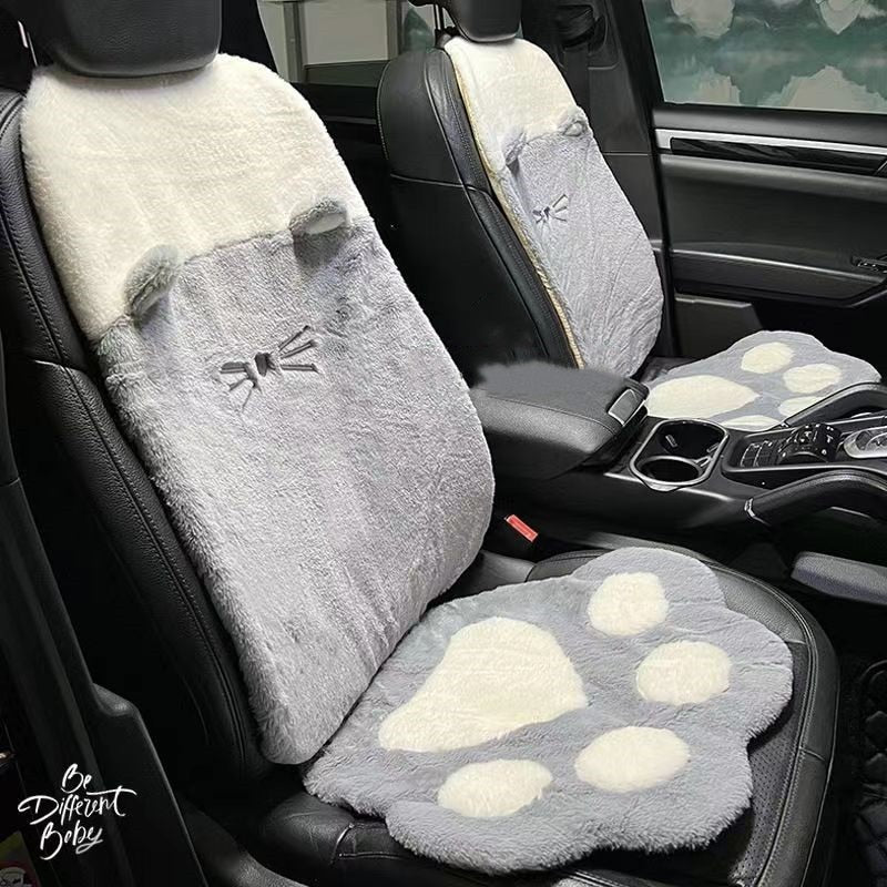 Cat Paw Car Seat Cover Set in Gray 4PCS - Kawaii Merchandise