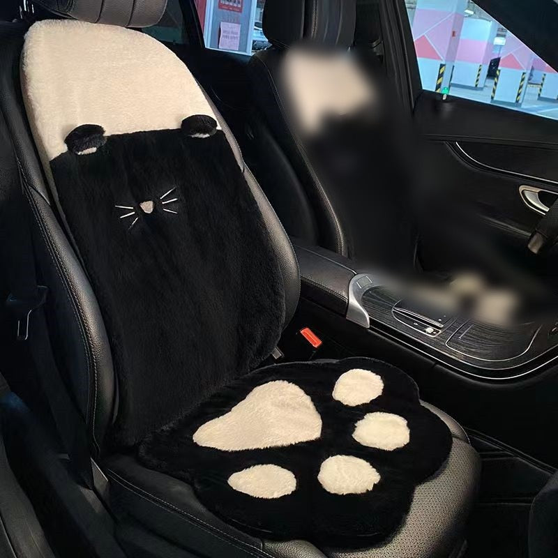Cat Paw Car Seat Cover Set in Black 2PCS B - Kawaii Merchandise