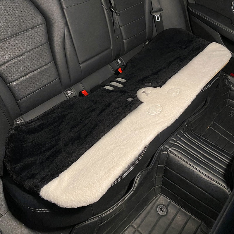 Cat Paw Car Seat Cover Set in Black back row - Kawaii Merchandise