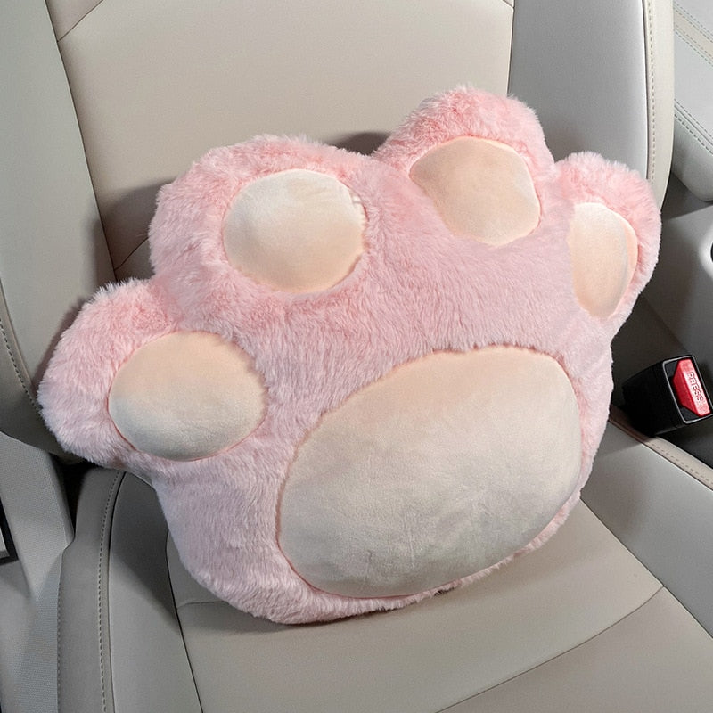 Cat Paw Car Seat Cover Set in P lumbar pillow - Kawaii Merchandise