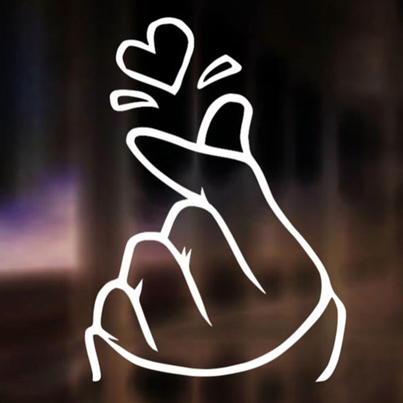 Finger Heart Vinyl Car Decal in White / 30CM - Kawaii Merchandise
