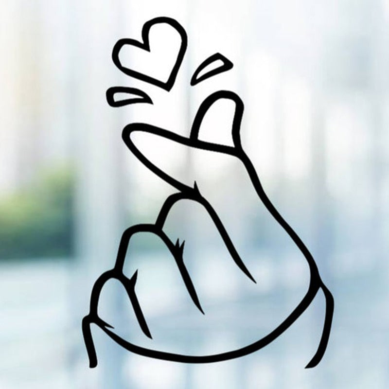 Finger Heart Vinyl Car Decal in LASER / 30CM - Kawaii Merchandise