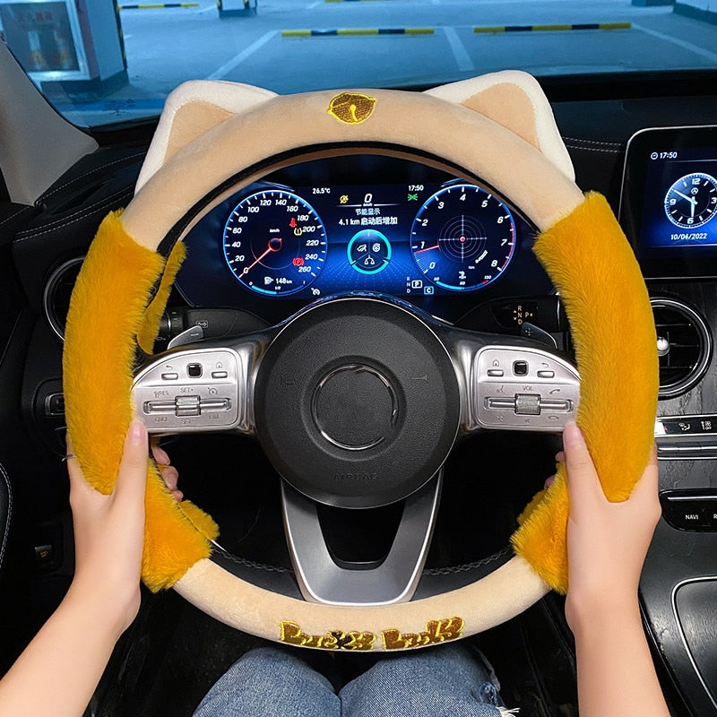 Plush Cat Steering Wheel Cover - detail view 7 | Kawaii Merchandise