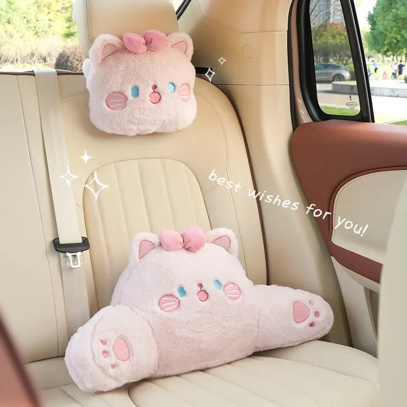 Pink Plush Cat Car Seat Accessories - detail view 2 | Kawaii Merchandise