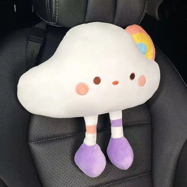 Rainbow Cloud Car Seat Covers & Cushions in Car Headrest Pillow - Kawaii Merchandise